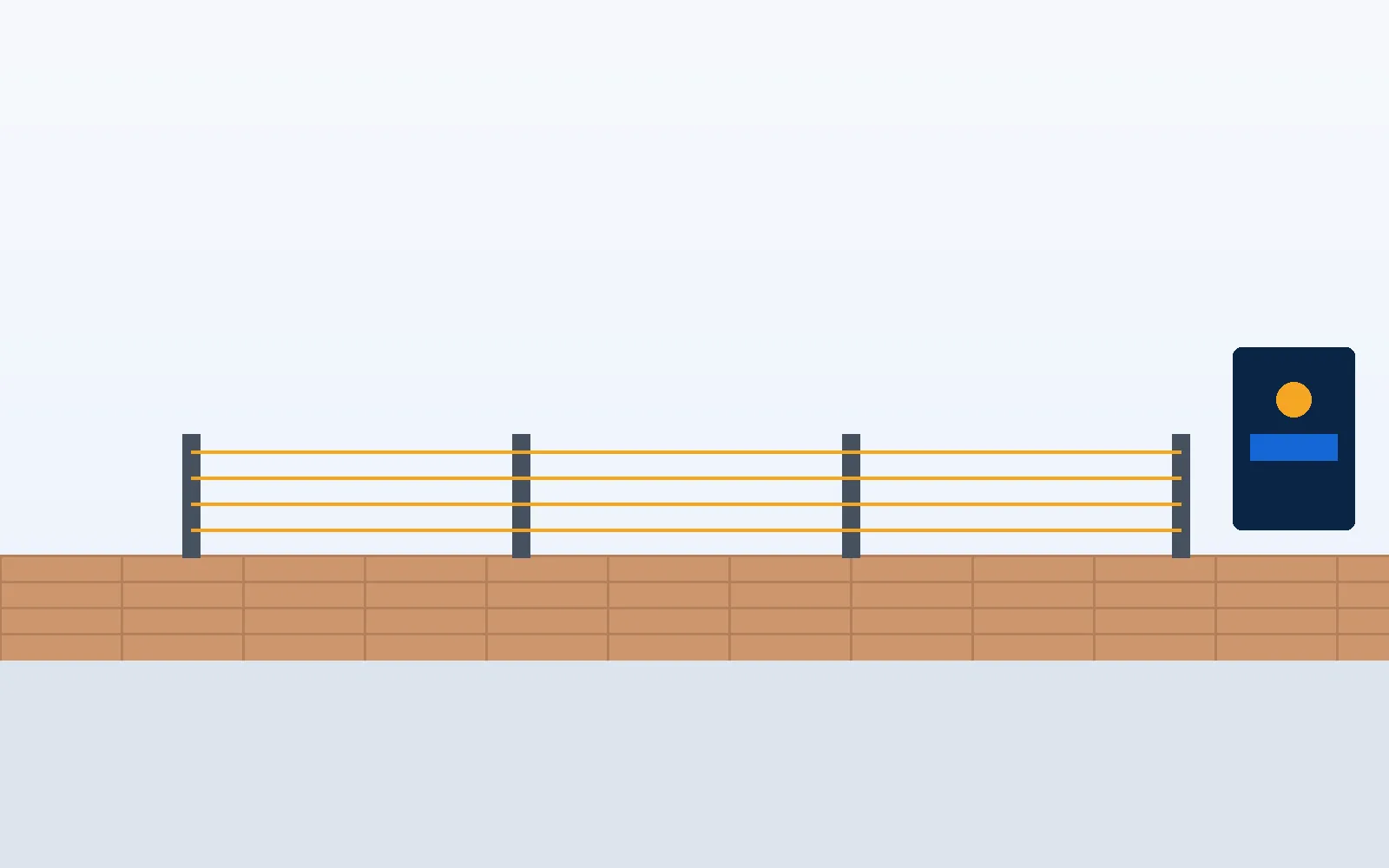 Electric fence wires along a boundary wall on a Durban property